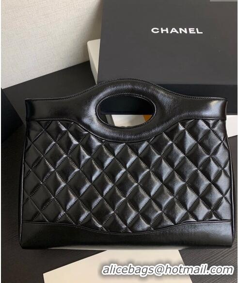 Super Quality Chanel 31 Shiny Lambskin East-West Shopping bag AS4854 Black 2024