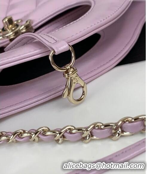 Discount Fashion Chanel 31 Shiny Lambskin East-West Shopping bag AS4854 Light Purple 2024