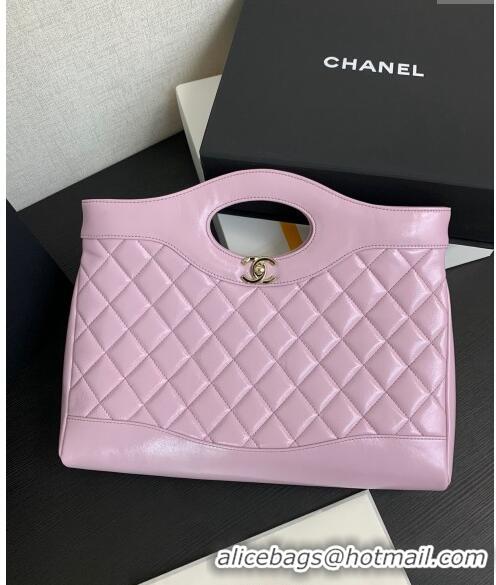 Discount Fashion Chanel 31 Shiny Lambskin East-West Shopping bag AS4854 Light Purple 2024