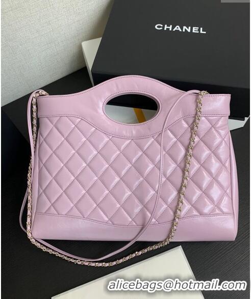 Discount Fashion Chanel 31 Shiny Lambskin East-West Shopping bag AS4854 Light Purple 2024