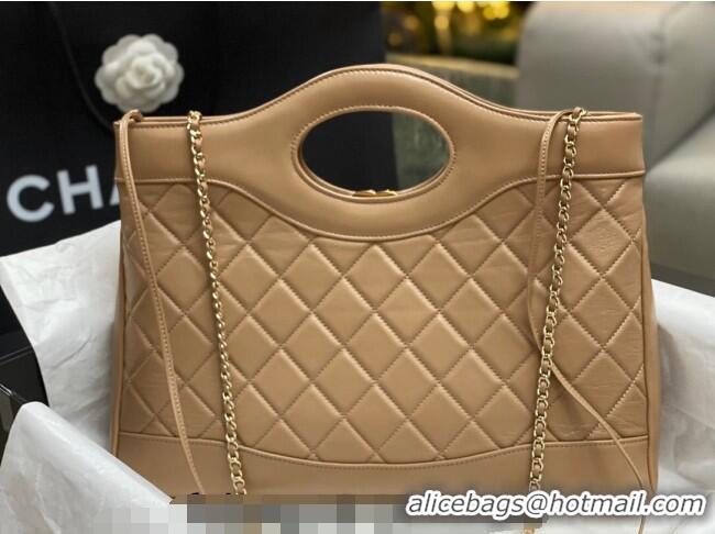 Most Popular Chanel 31 Shiny Lambskin East-West Shopping bag AS4854 Brown 2024