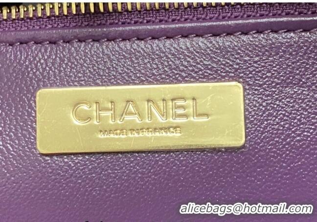 Famous Brand Chanel 31 Shiny Lambskin East-West Shopping bag AS4854 Dark Pink 2024