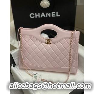 Promotional Chanel 31 Shiny Lambskin East-West Shopping bag AS4854 Light Pink 2024