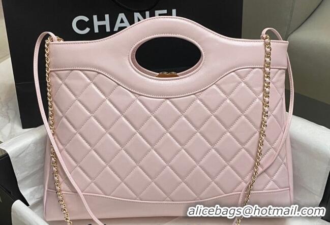 Promotional Chanel 31 Shiny Lambskin East-West Shopping bag AS4854 Light Pink 2024