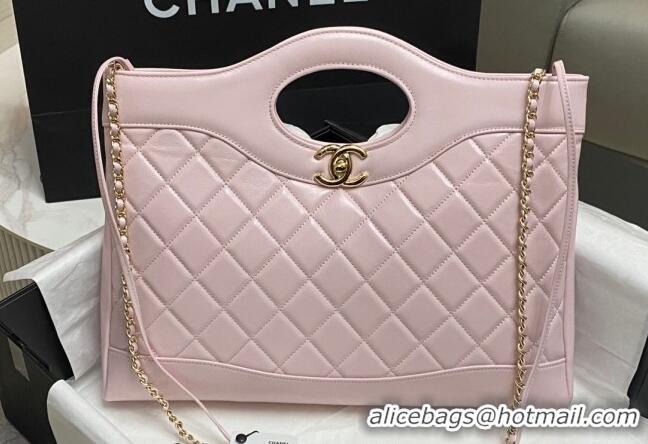 Promotional Chanel 31 Shiny Lambskin East-West Shopping bag AS4854 Light Pink 2024