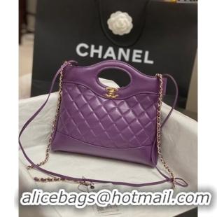 Good Quality Chanel 31 Bag Shiny Lambskin Mini Shopping Bag AS4133 Dark Purple 2024