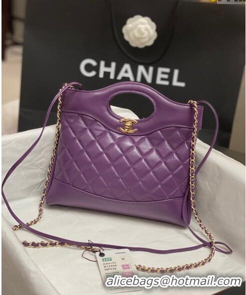 Good Quality Chanel 31 Bag Shiny Lambskin Mini Shopping Bag AS4133 Dark Purple 2024