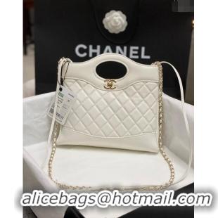 Big Discount Chanel 31 Bag Shiny Lambskin Mini Shopping Bag AS4133 White 2024