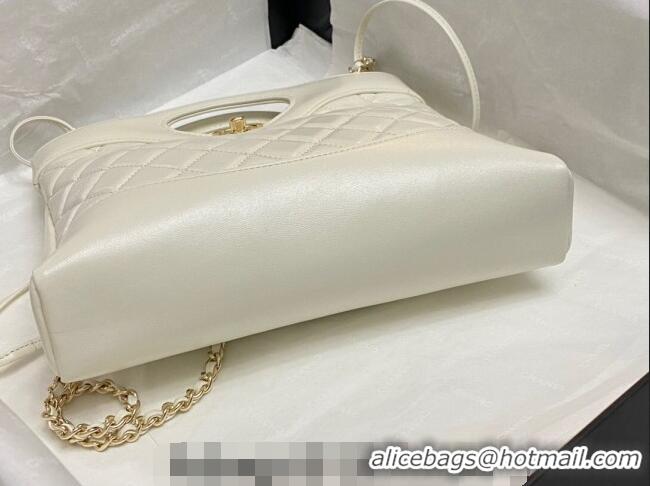 Big Discount Chanel 31 Bag Shiny Lambskin Mini Shopping Bag AS4133 White 2024