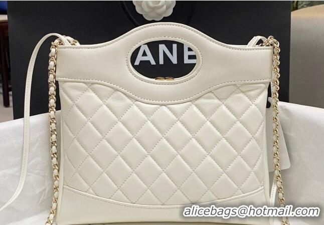 Big Discount Chanel 31 Bag Shiny Lambskin Mini Shopping Bag AS4133 White 2024