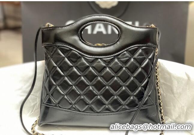 Top Quality Chanel 31 Bag Shiny Lambskin Mini Shopping Bag AS4133 Black 2024