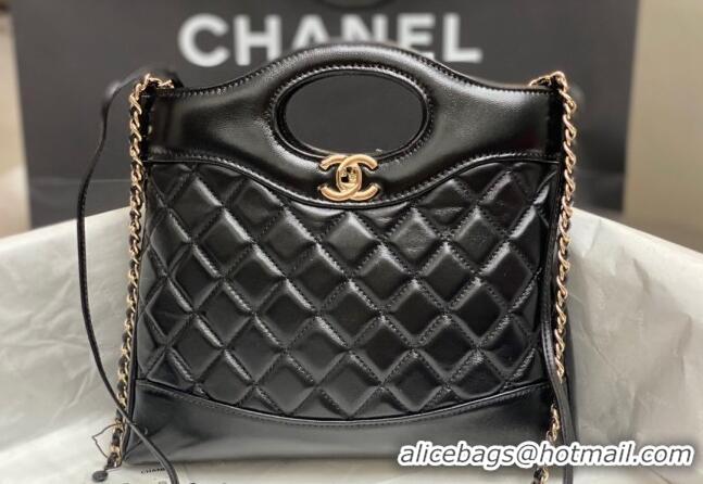 Top Quality Chanel 31 Bag Shiny Lambskin Mini Shopping Bag AS4133 Black 2024