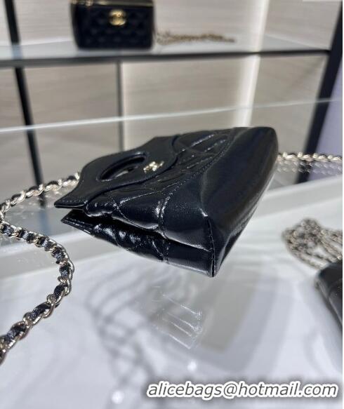 Top Grade Chanel Shiny Lambskin Clutch with Chain AP3875 Black 2024