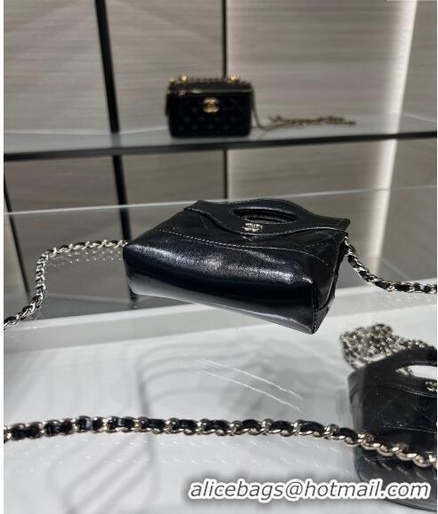 Top Grade Chanel Shiny Lambskin Clutch with Chain AP3875 Black 2024