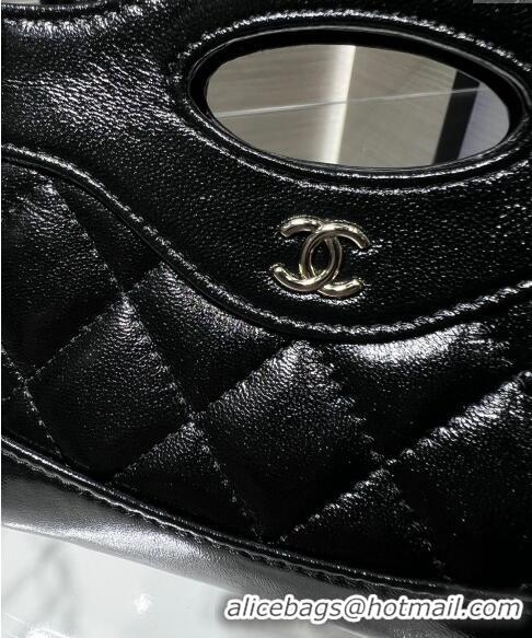 Top Grade Chanel Shiny Lambskin Clutch with Chain AP3875 Black 2024