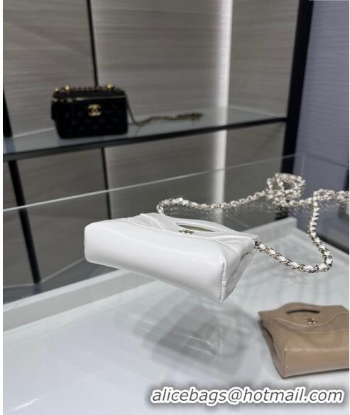 Low Cost Chanel Shiny Lambskin Clutch with Chain AP3875 White 2024