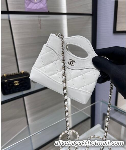 Low Cost Chanel Shiny Lambskin Clutch with Chain AP3875 White 2024