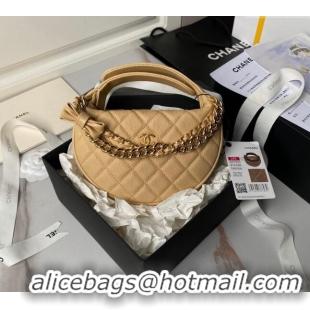 Buy Discount Chanel Grained Shiny Calfskin Pouch with Bow Chain AP3943 Apricot 2024