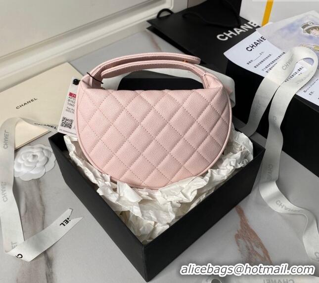 Top Quality Chanel Grained Shiny Calfskin Pouch with Bow Chain AP3943 Light Pink 2024