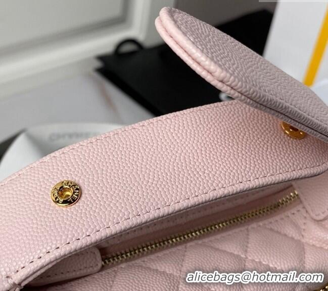 Top Quality Chanel Grained Shiny Calfskin Pouch with Bow Chain AP3943 Light Pink 2024