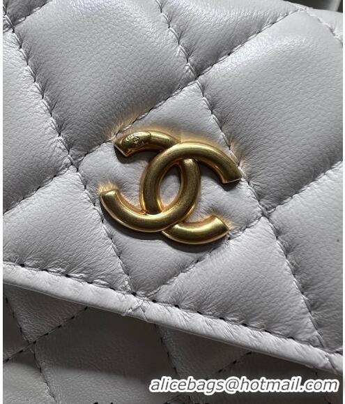 Spot Bulk Chanel Lambskin Clutch with Pearls Chain AP4010 White 2024