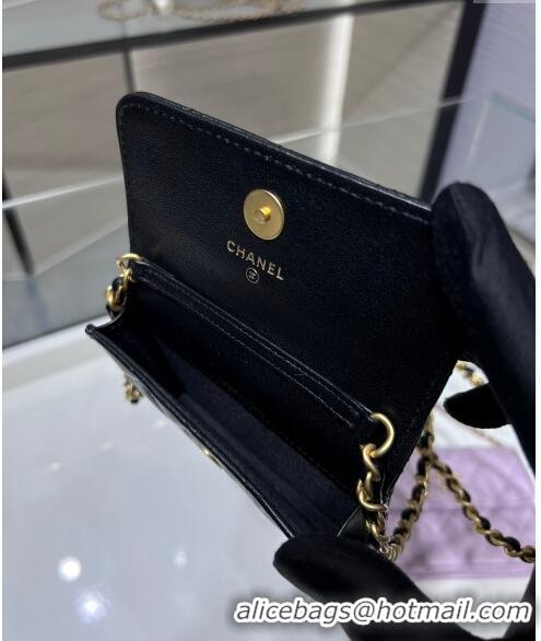 Market Sells Chanel Lambskin Clutch with Pearls Chain AP4010 Black 2024