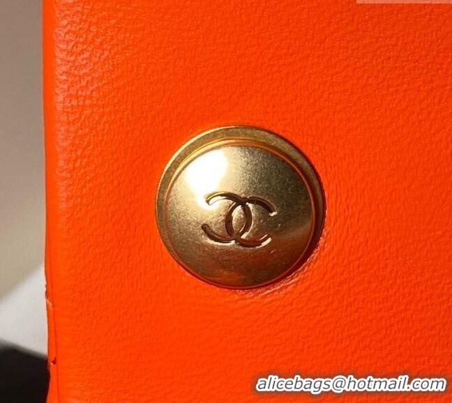 Cheapest Chanel Lambskin Small Flap bag with Pearls Chain AS4861 Orange 2024