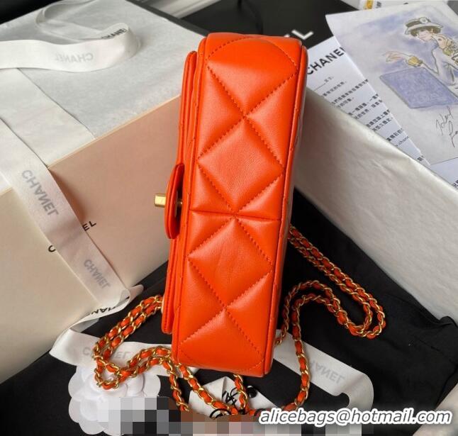 Cheapest Chanel Lambskin Small Flap bag with Pearls Chain AS4861 Orange 2024