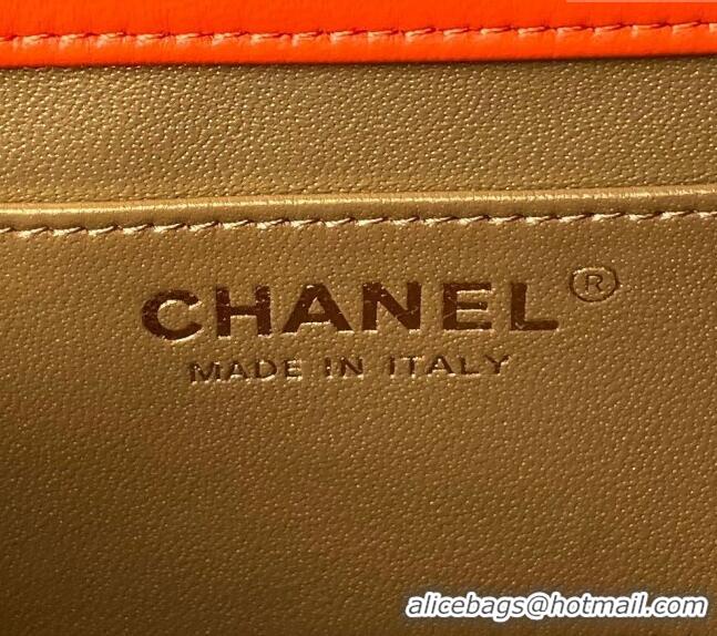 Cheapest Chanel Lambskin Small Flap bag with Pearls Chain AS4861 Orange 2024