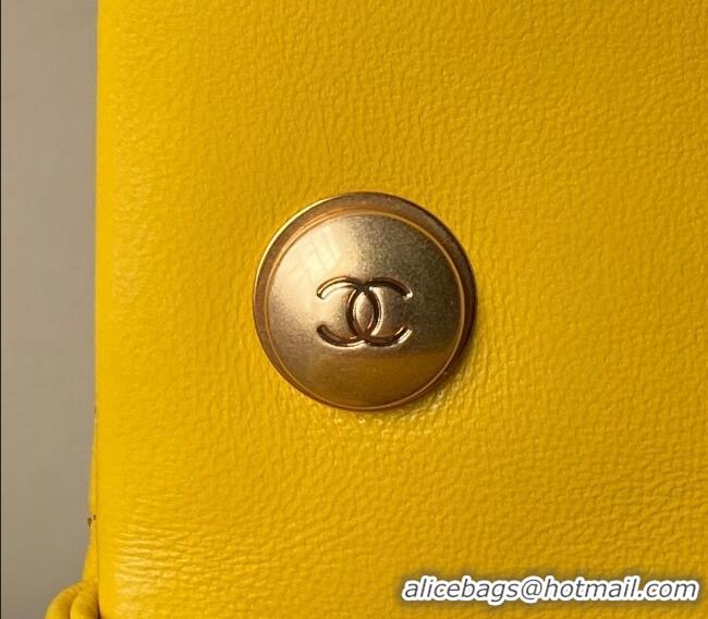 Buy New Cheap Chanel Lambskin Small Flap bag with Pearls Chain AS4861 Yellow 2024