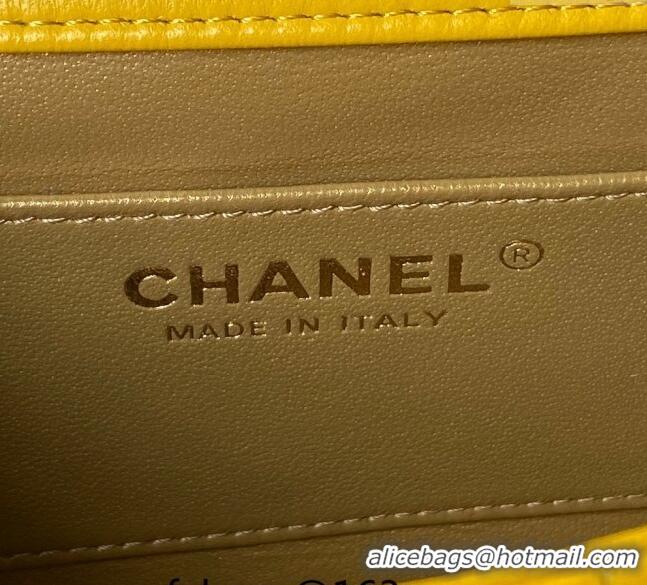 Buy New Cheap Chanel Lambskin Small Flap bag with Pearls Chain AS4861 Yellow 2024