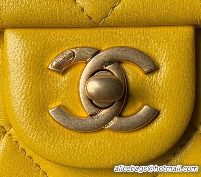 Buy New Cheap Chanel Lambskin Small Flap bag with Pearls Chain AS4861 Yellow 2024