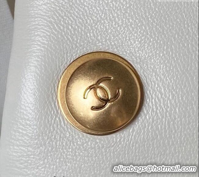 Buy Classic Chanel Lambskin Small Flap bag with Pearls Chain AS4861 White 2024