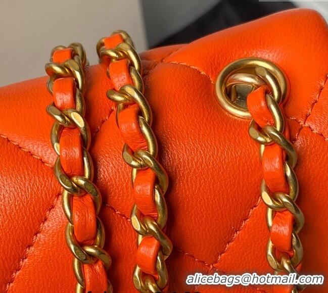 Buy Luxury Chanel Lambskin Mini Flap bag with Pearls Chain AS4868 Orange 2024