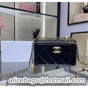 Market Sells Chanel Shiny Calfskin Clutch with Chain and Metal-Tone Ball AP3651 Black 2024