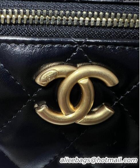 Market Sells Chanel Shiny Calfskin Clutch with Chain and Metal-Tone Ball AP3651 Black 2024