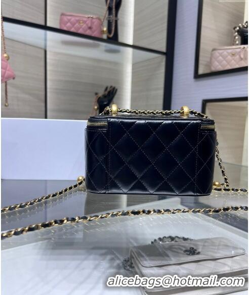 Market Sells Chanel Shiny Calfskin Clutch with Chain and Metal-Tone Ball AP3651 Black 2024