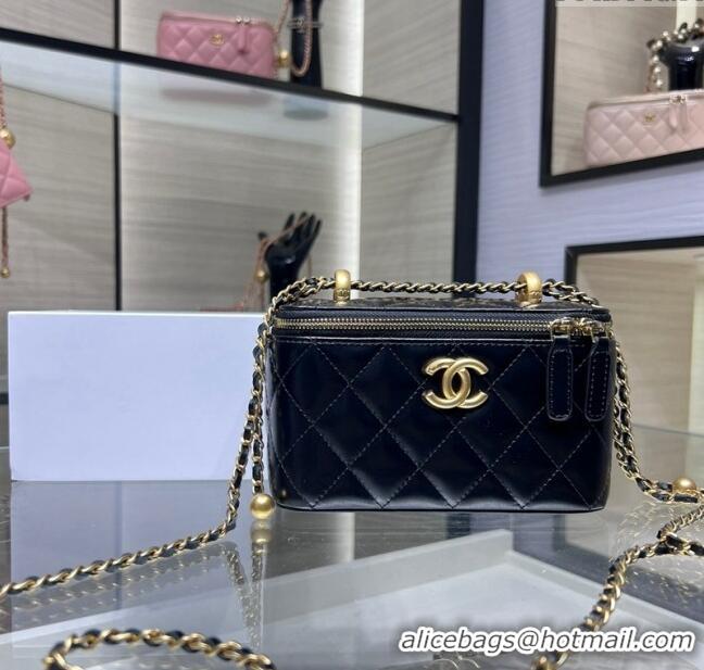 Market Sells Chanel Shiny Calfskin Clutch with Chain and Metal-Tone Ball AP3651 Black 2024