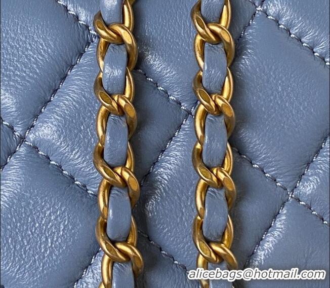 Best Price Chanel Lambskin Mini Square Flap Bag with Gold-Tone Metal Ball AS1786 Blue 2024