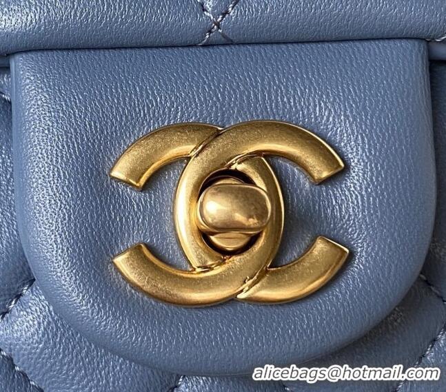 Best Price Chanel Lambskin Mini Square Flap Bag with Gold-Tone Metal Ball AS1786 Blue 2024