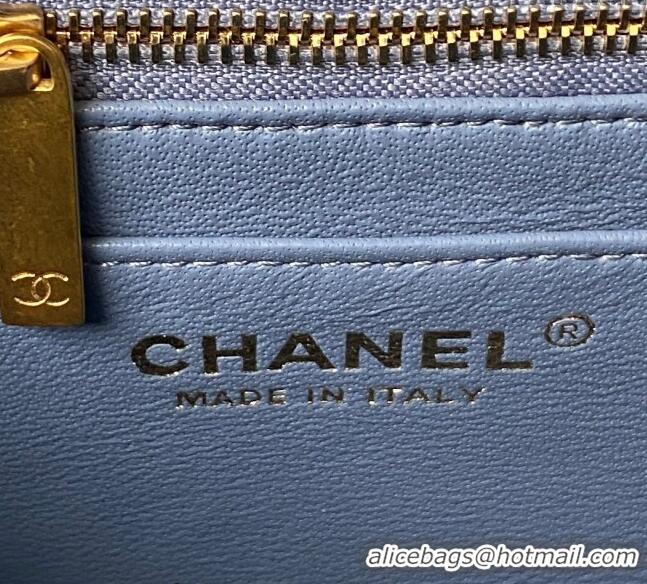 Best Price Chanel Lambskin Mini Square Flap Bag with Gold-Tone Metal Ball AS1786 Blue 2024