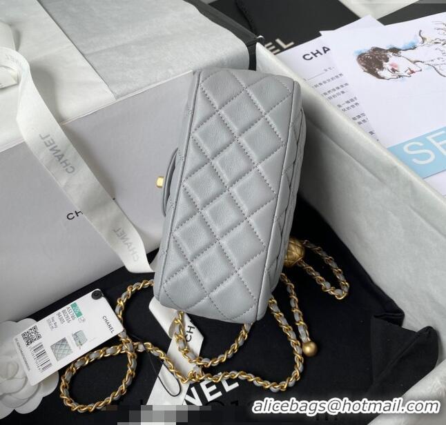 Hot Style Chanel Lambskin Mini Square Flap Bag with Gold-Tone Metal Ball AS1786 Light Grey 2024