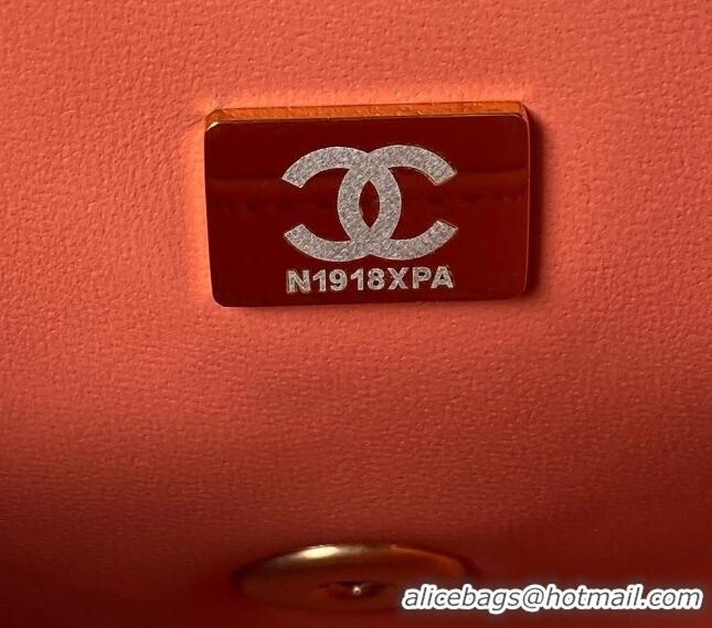 Luxury Classic Chanel Lambskin Mini Square Flap Bag with Gold-Tone Metal Ball AS1786 Orange 2024