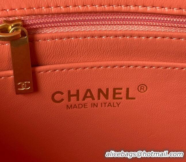 Luxury Classic Chanel Lambskin Mini Square Flap Bag with Gold-Tone Metal Ball AS1786 Orange 2024