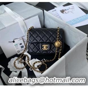 Buy Classic Chanel Lambskin Mini Square Flap Bag with Gold-Tone Metal Ball AS1786 Black 2024