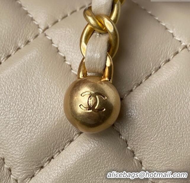 Inexpensive Chanel Lambskin Mini Square Flap Bag with Gold-Tone Metal Ball AS1786 Beige 2024