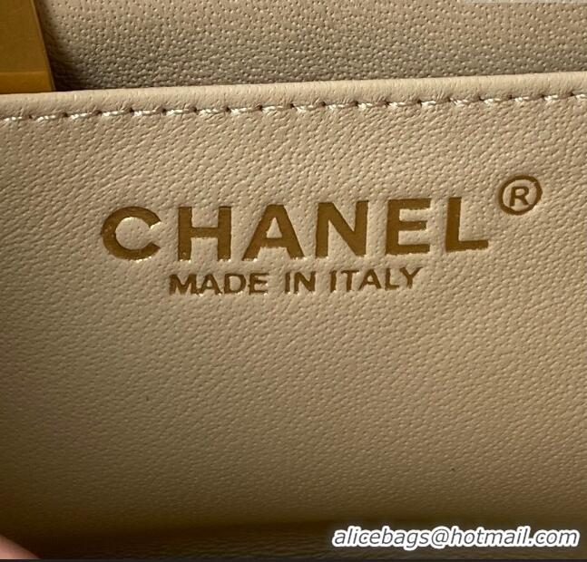 Inexpensive Chanel Lambskin Mini Square Flap Bag with Gold-Tone Metal Ball AS1786 Beige 2024