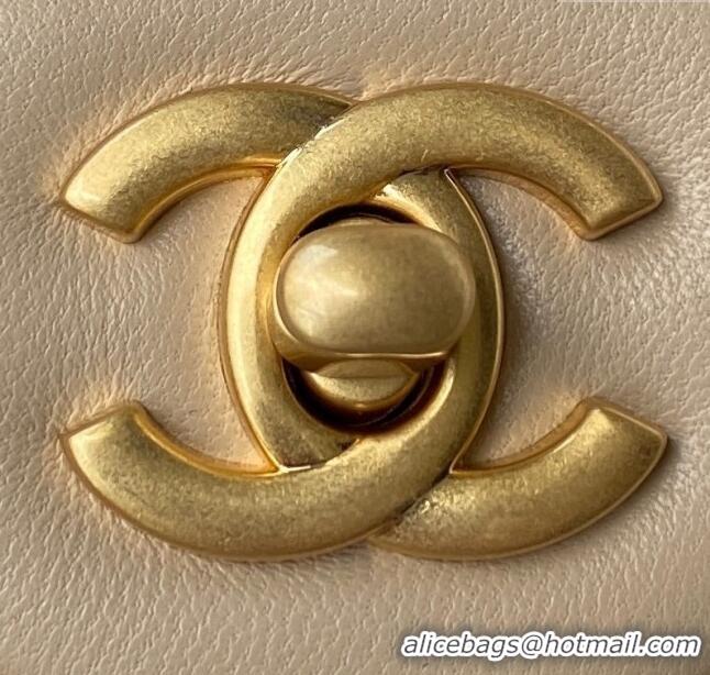 Inexpensive Chanel Lambskin Mini Square Flap Bag with Gold-Tone Metal Ball AS1786 Beige 2024