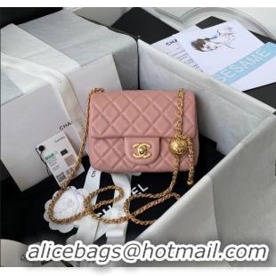 Top Quality Chanel Lambskin Mini Square Flap Bag with Gold-Tone Metal Ball AS1786 Pink 2024