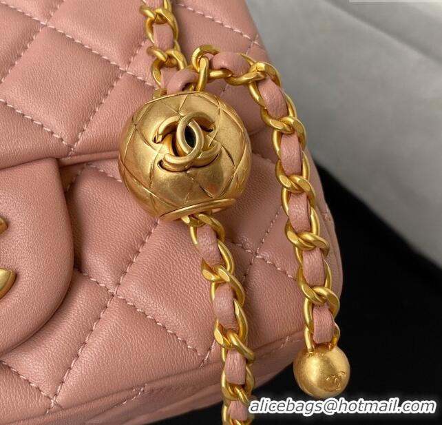 Top Quality Chanel Lambskin Mini Square Flap Bag with Gold-Tone Metal Ball AS1786 Pink 2024